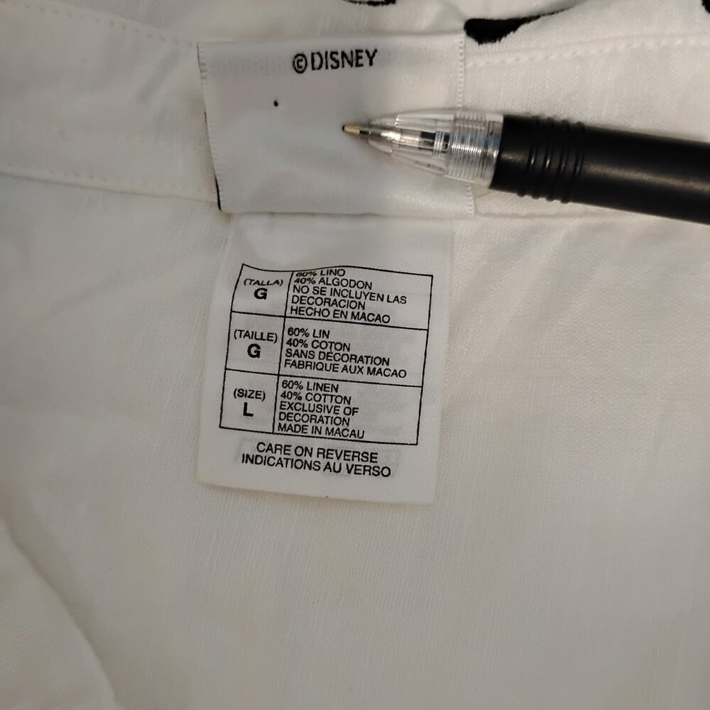 The Disney Store Women's White 101 Dalmatians Embroidered Button-Down Shirt Sz L - Picture 7 of 7